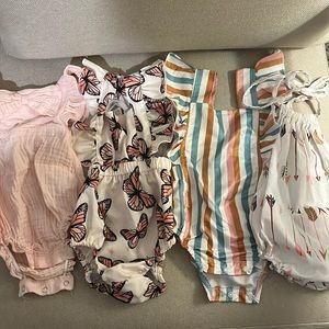 Cute Girl Summer Onesie Overalls Bundle